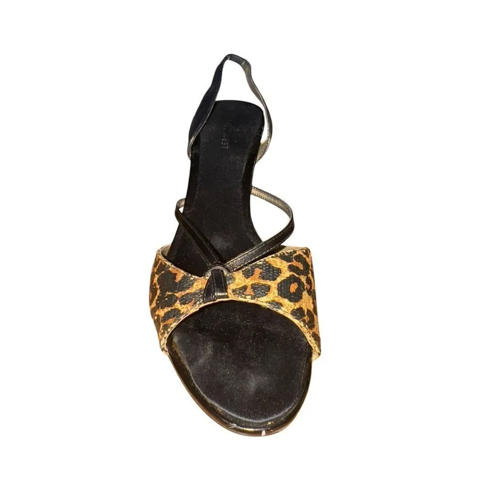 Nine West Leopard Print Strappy Open Toe Pumps women's Size 9.5 Good Condition